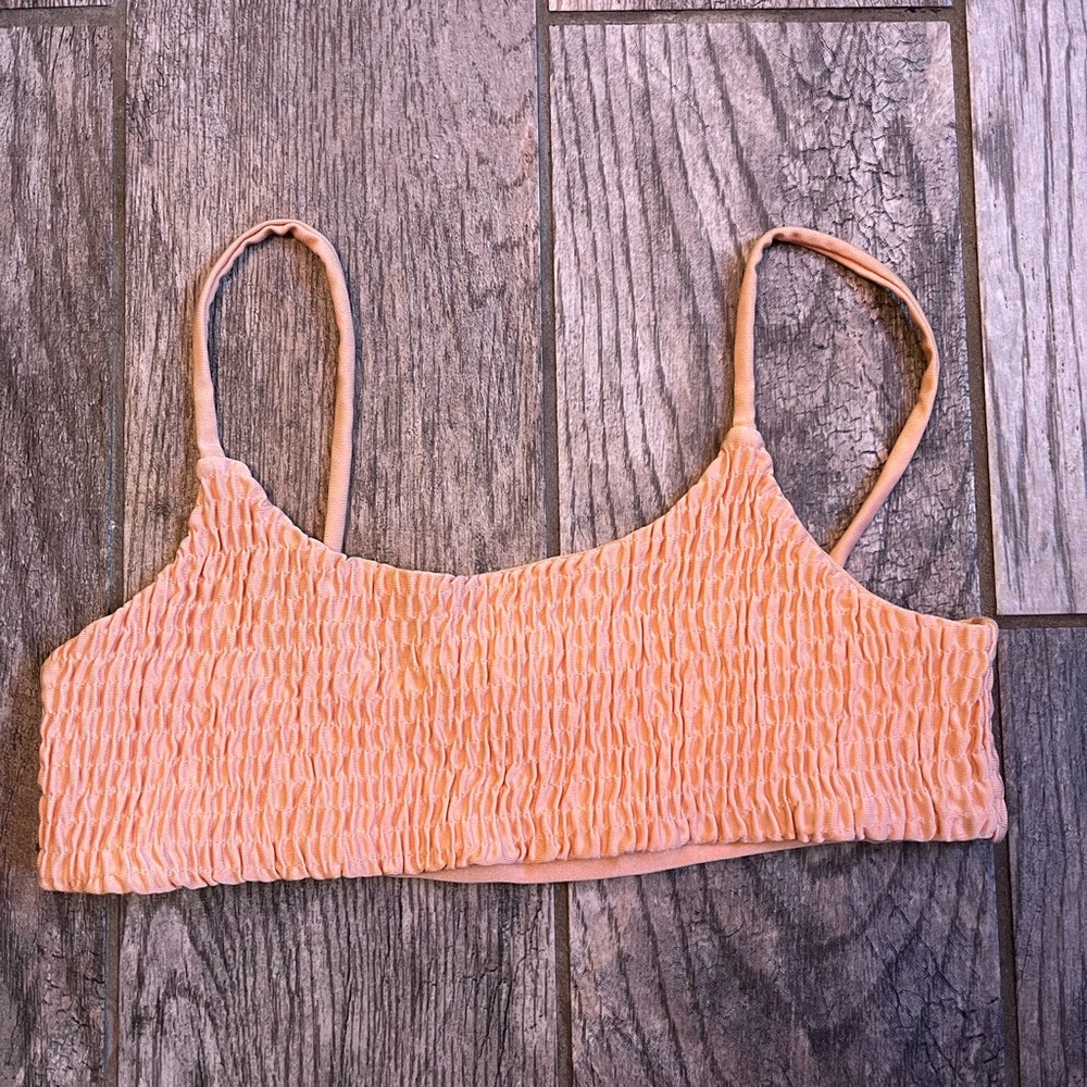 Peach Textured Crop Top